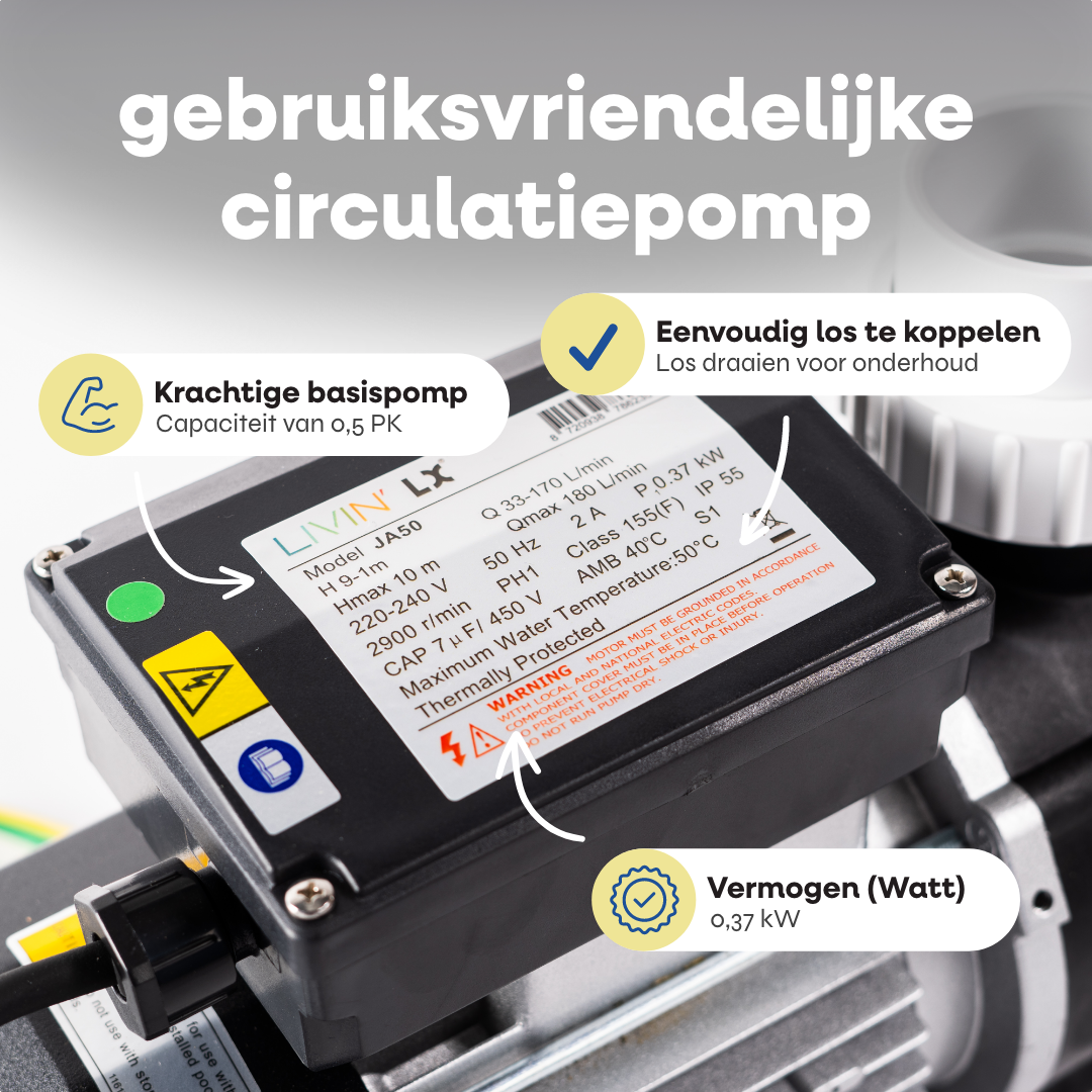 Energiezuinige spa pomp LX JA50 geschikt voor circulatie